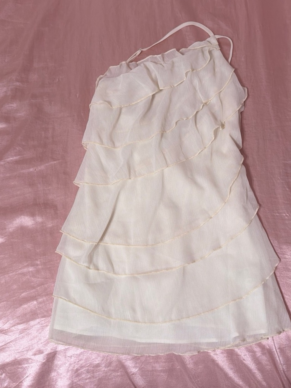 SHEIN Cream Layered Ruffle Mini Dress